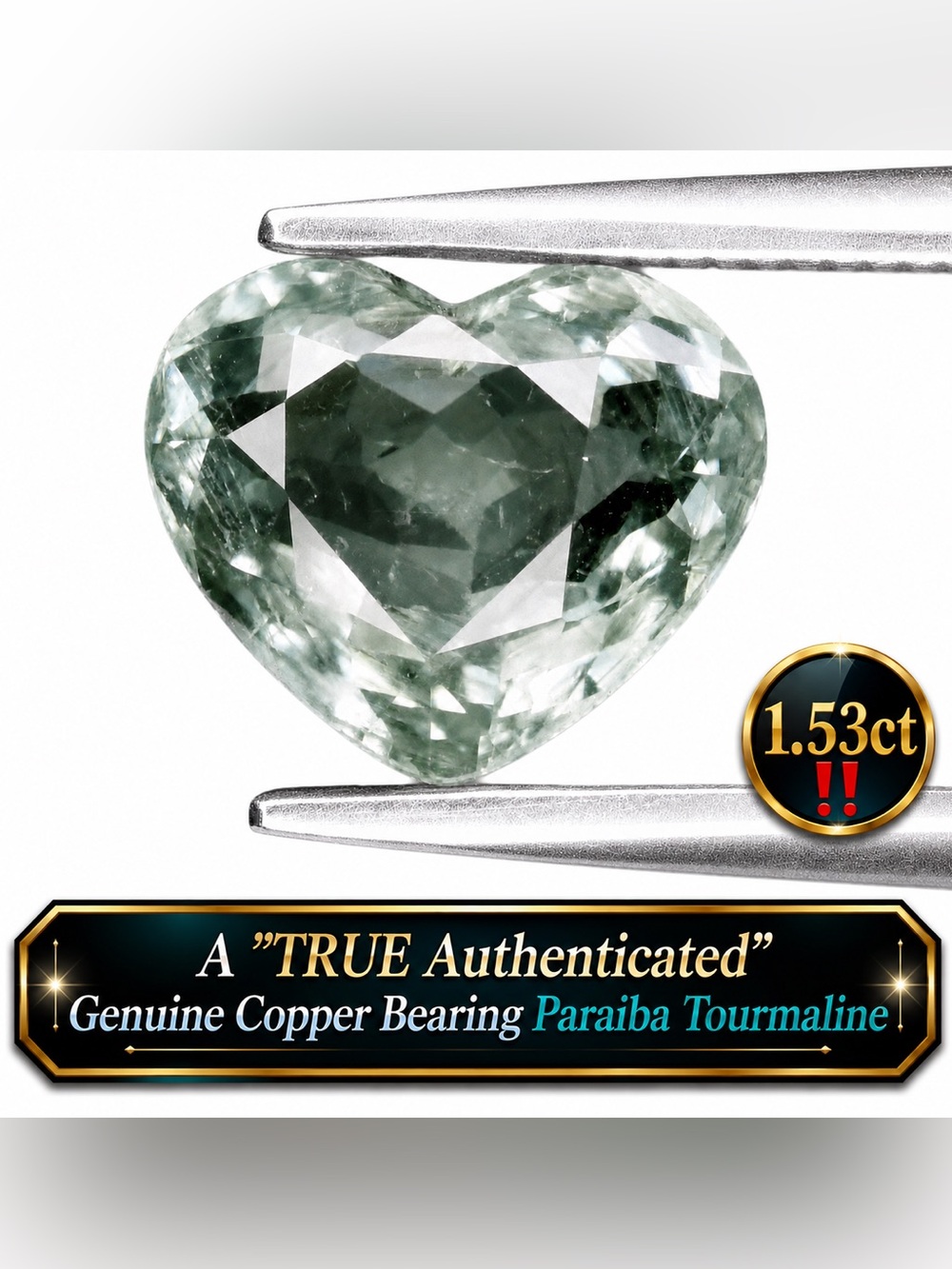 Paraiba Tourmaline SI-1 (Almost Eye Clean) Heart Cut GLC Certified 1.53ct